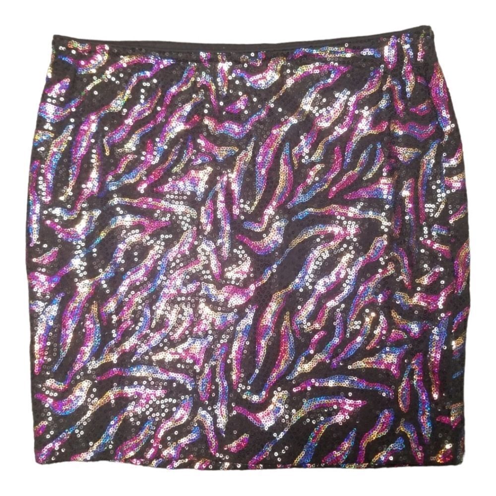 LILY WHITE Skirt Black Multicolored Sequins Excellent Preowned Condition SZ M